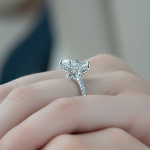 The Pave Natalie Set With A 1.5 Carat E. Cushion 18K White Gold Lab Diamond