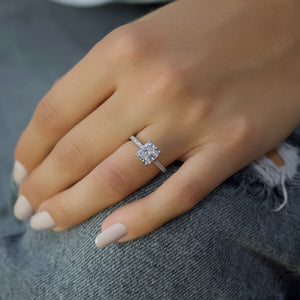 The Pave Natalie Set With A 2 Carat E. Cushion 14K White Gold Lab Diamond