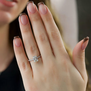 The Pave Natalie Set With A 1.5 Carat Emerald 18K White Gold Lab Diamond