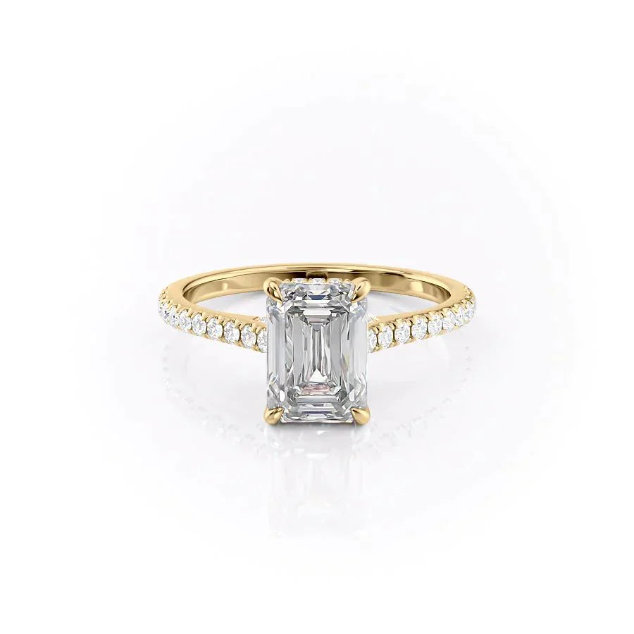 The Natalie Set With A 2 Carat Emerald 18K Yellow Gold Lab Diamond