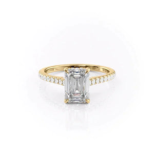 The Natalie Set With A 3 Carat Emerald 14K Yellow Gold Lab Diamond