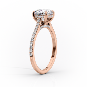 The Pave Natalie Set With A 1 Carat Marquise 14K Rose Gold Lab Diamond