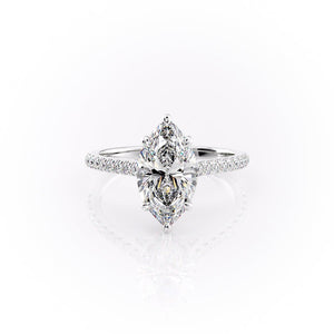 The Pave Natalie Set With A 2 Carat Marquise 18K White Gold Lab Diamond