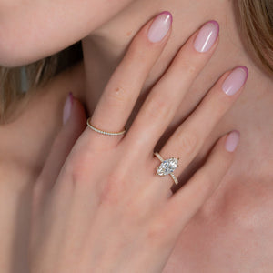 The Pave Kamellie Set  With A 3 Carat Marquise 18K Yellow Gold Moissanite