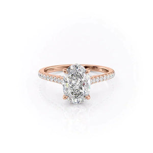 The Natalie Set With A 1 Carat Oval 14K Rose Gold Lab Diamond