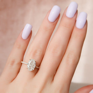 The Pave Natalie Set With A 2 Carat Oval 14K Rose Gold Lab Diamond