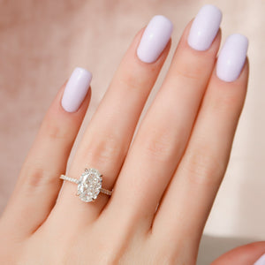 The Natalie Set With A 2 Carat Oval 14K Rose Gold Lab Diamond