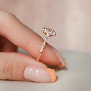 The Pave Natalie Set With A 3 Carat Oval 14K Rose Gold Lab Diamond