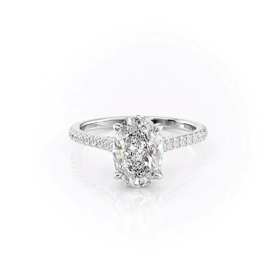 The Natalie Set With A 1 Carat Oval 14K White Gold Lab Diamond