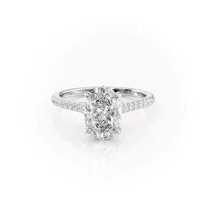 The Natalie Set With A 1.5 Carat Oval 18K White Gold Lab Diamond