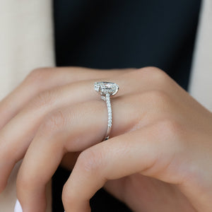 The Natalie Set  With A 3 Carat Oval 14K White Gold Moissanite