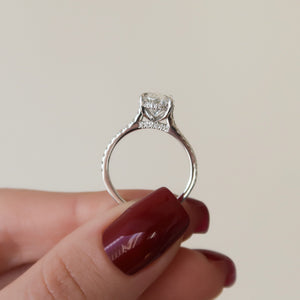 The Pave Natalie Set With A 2 Carat Oval 14K White Gold Lab Diamond