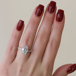 The Pave Natalie Set With A 2.5 Carat Oval 18K White Gold Lab Diamond