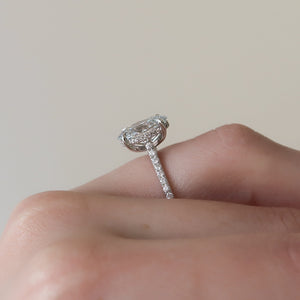 The Pave Natalie Set With A 3 Carat Oval 14K White Gold Lab Diamond
