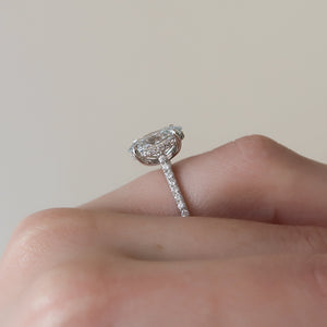 The Natalie Set  With A 3 Carat Oval 14K White Gold Moissanite