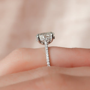 The Pave Natalie Set With A 2.5 Carat Oval 14K White Gold Lab Diamond