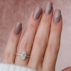 The Natalie Set  With A 3 Carat Oval 14K White Gold Moissanite