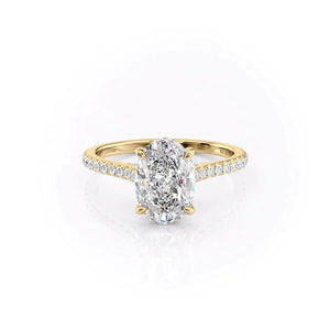 The Natalie Set  With A 3.5 Carat Oval 18K Yellow Gold Moissanite