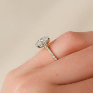 The Pave Natalie Set With A 3 Carat Oval 14K Yellow Gold Lab Diamond
