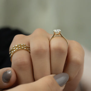 The Pave Natalie Set With A 2.5 Carat Oval 14K Yellow Gold Lab Diamond