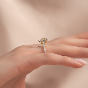 The Pave Natalie Set With A 1.5 Carat Oval 14K Yellow Gold Lab Diamond