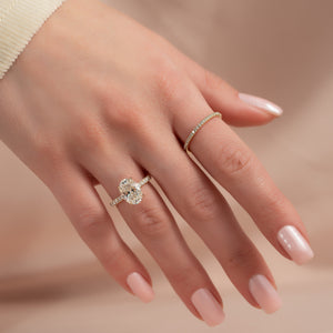 The Natalie Set With A 1 Carat Oval 18K Yellow Gold Lab Diamond
