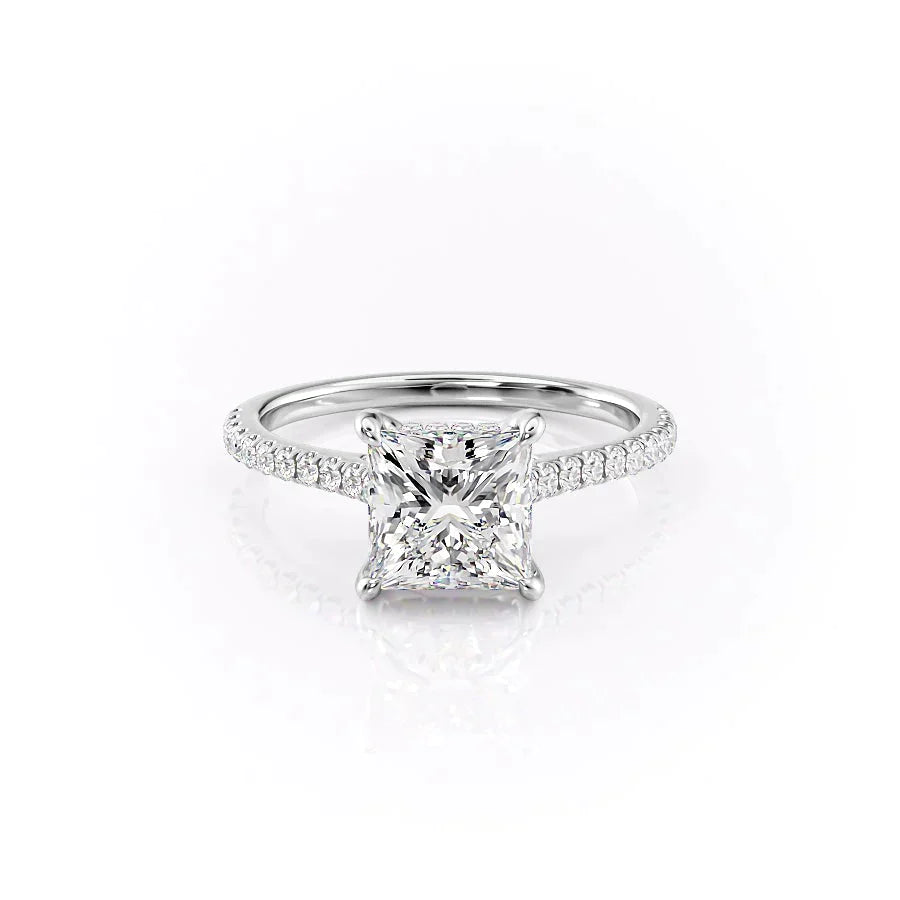 The Pave Natalie Set With A 2 Carat Princess 14K White Gold Lab Diamond
