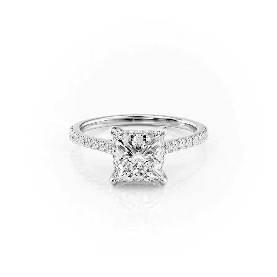 The Natalie Set  With A 1 Carat Princess 18K White Gold Moissanite