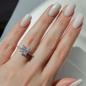 The Natalie Set  With A 3 Carat Princess 14K White Gold Moissanite