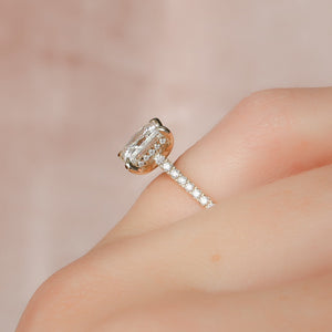 The Pave Natalie Set With A 3 Carat Princess 18K Yellow Gold Lab Diamond