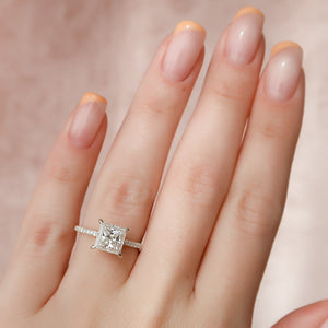 The Natalie Set  With A 3 Carat Princess 18K Yellow Gold Moissanite