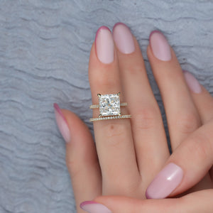 The Natalie Set  With A 3 Carat Princess 18K Yellow Gold Moissanite