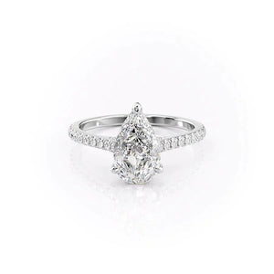 The Pave Natalie Set With A 1 Carat Pear 18K White Gold Lab Diamond