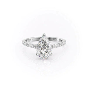 The Natalie Set  With A 1.5 Carat Pear 18K White Gold Moissanite