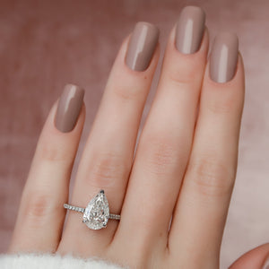 The Pave Natalie Set With A 1 Carat Pear 14K White Gold Lab Diamond