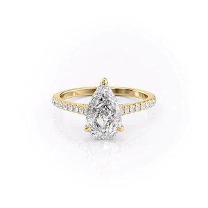 The Natalie Set With A 2.5 Carat Pear 14K Yellow Gold Lab Diamond