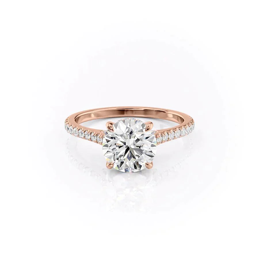 The Natalie Set With A 2 Carat Round 14K Rose Gold Lab Diamond