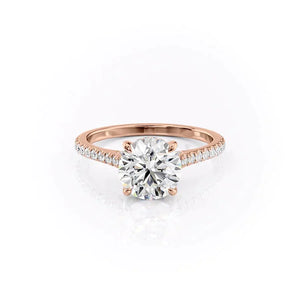 The Natalie Set With A 1.5 Carat Round 14K Rose Gold Lab Diamond
