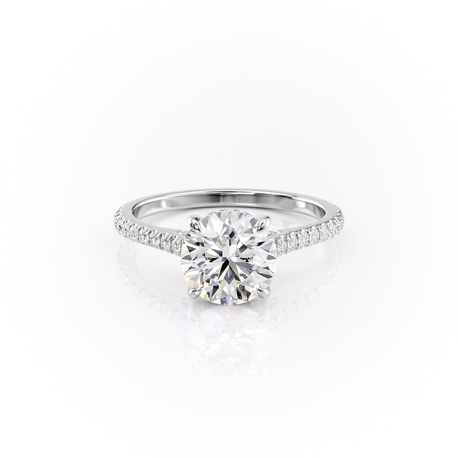 The Pave Natalie Set With A 2.5 Carat Round 14K White Gold Lab Diamond