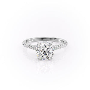 The Pave Natalie Set With A 2.5 Carat Round 14K White Gold Lab Diamond