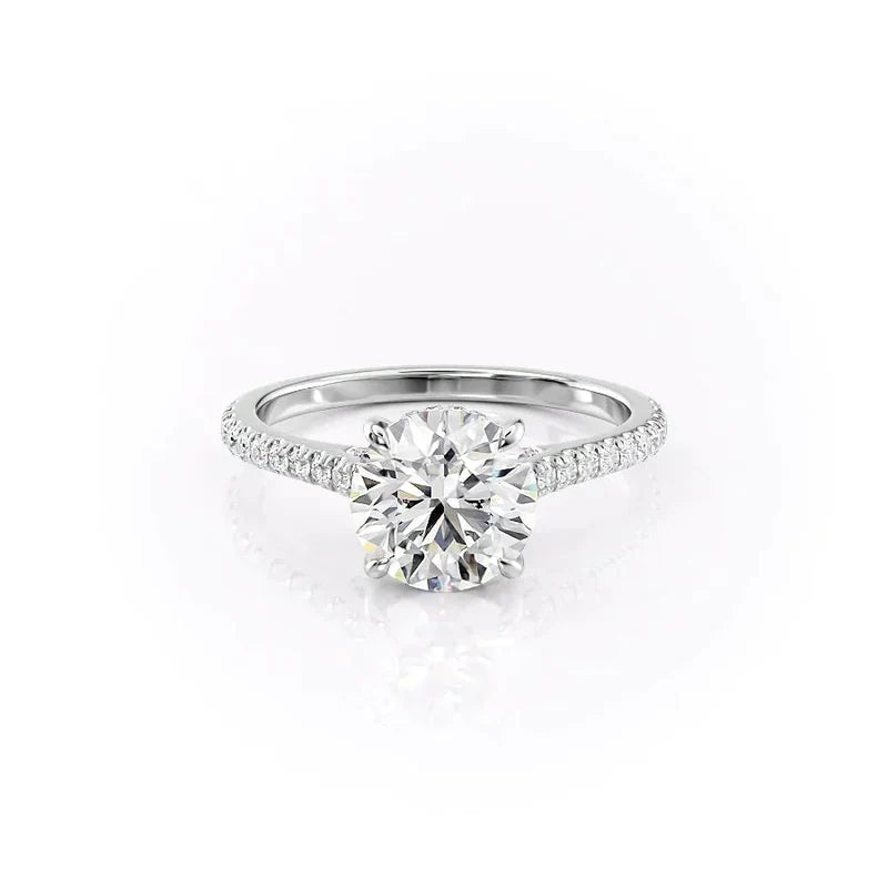 The Pave Natalie Set With A 3 Carat Round 14K White Gold Lab Diamond