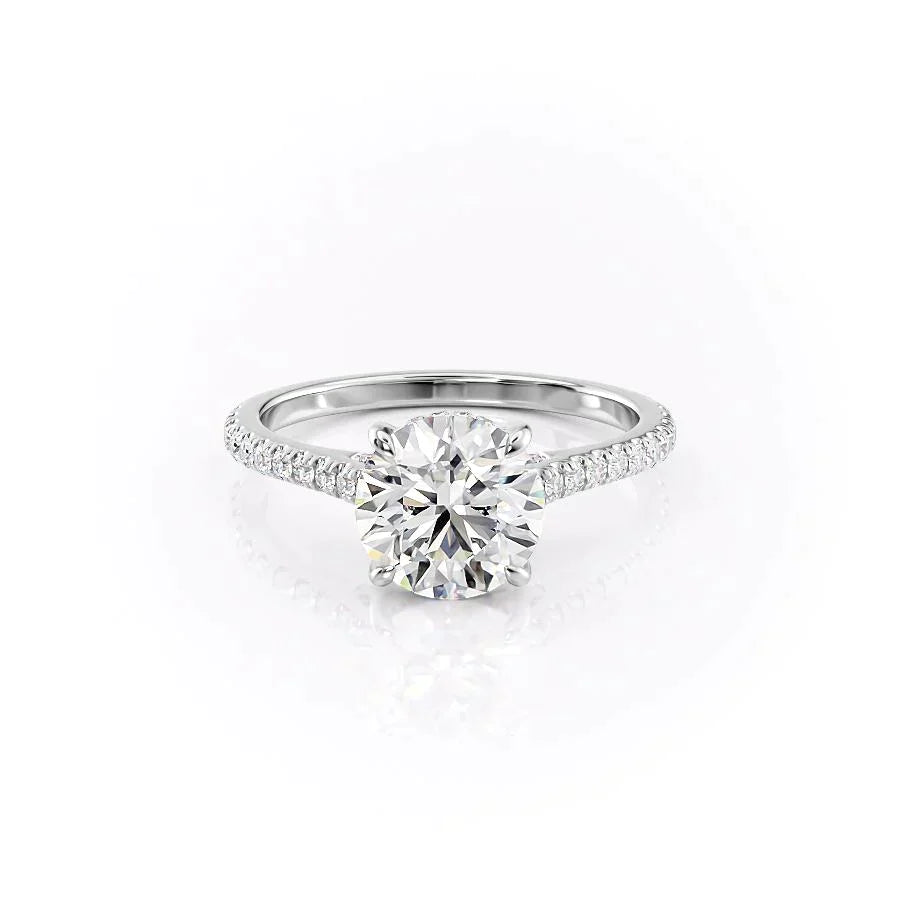 The Natalie Set  With A 3 Carat Round 14K White Gold Moissanite