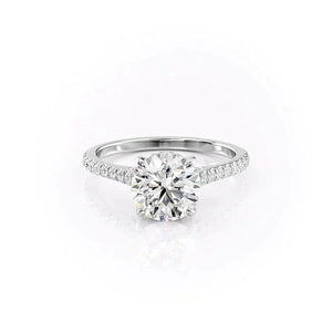 The Natalie Set  With A 3 Carat Round 14K White Gold Moissanite