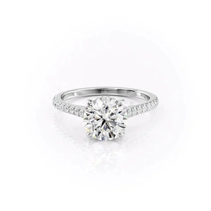 The Pave Natalie Set With A 1 Carat Round 18K White Gold Lab Diamond