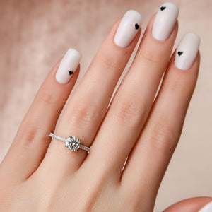 The Pave Natalie Set With A 3 Carat Round 18K White Gold Lab Diamond