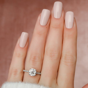 The Pave Natalie Set With A 1 Carat Round 18K White Gold Lab Diamond
