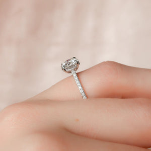 The Pave Natalie Set With A 1 Carat Cushion 18K White Gold Lab Diamond