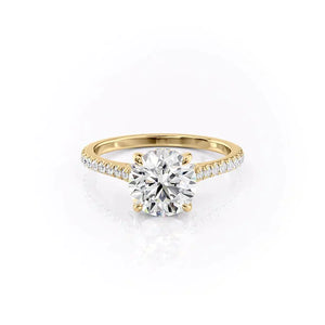 The Natalie Set With A 2 Carat Round 18K Yellow Gold Lab Diamond