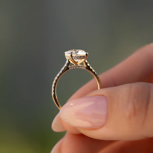 The Pave Natalie Set With A 1.5 Carat Round 14K Yellow Gold Lab Diamond