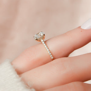 The Pave Natalie Set With A 2 Carat Round 14K Yellow Gold Lab Diamond